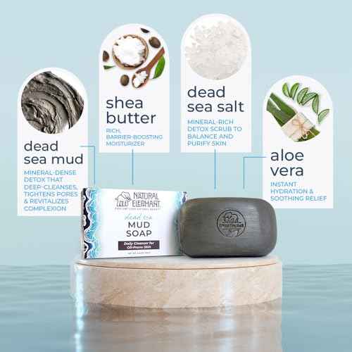 Natural Elephant Dead Sea Mud Soap Bar | Mineral-Rich Face & Body Cleanser with Natural Dead Sea Minerals | 4.4 oz (125 g) Pack of 5