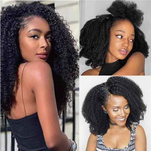 Afro Kinky Curly Clip in Hair Extensions Human Hair 4C Hair Clip in Extensions 8pcs 240g/set 10A Brazilian Virgin Natural Hair Clip Ins for Black Women Natural Black Color 14 Inch