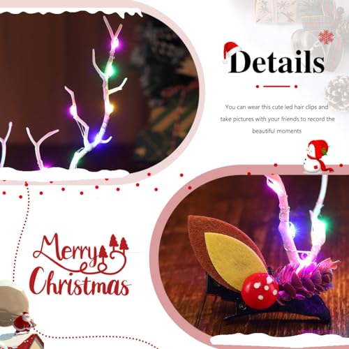 Jeairts LED Christmas Hair Clips Reindeer Antlers Hair Pins Branches Floal Colorful Xmas Headpiece Hair Dress Festival Elk Hair Accessories for Women and Girls