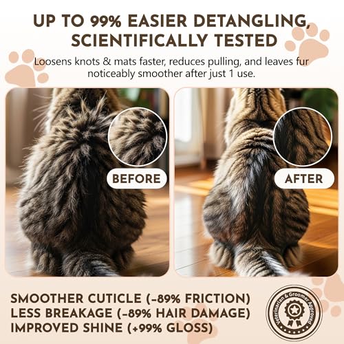 Cat Detangler Spray for Matted Fur & Grooming - Soothes & Hydrates