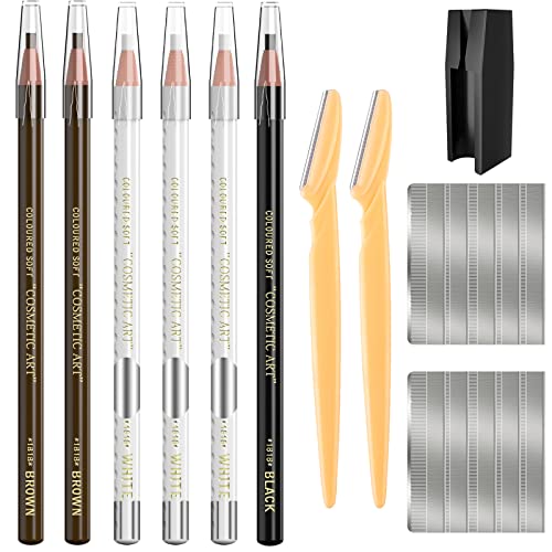 Waterproof Eyebrow Pencil Set - 19 Pieces with Trimmers & Blades