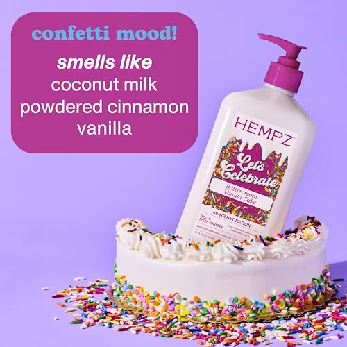 Hempz Body Lotion - Buttercream Vanilla Cake Celebration - Limited Edition Daily Moisturizing Cream, Shea Butter, Aloe - Skin Care Products, Hemp Seed Oil - 17 Oz