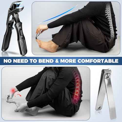 Toenail Clippers Stocking Stuffers 2025 Gifts for Men Women, Upgrade Angled Nail Clippers for Seniors Thick Toenails, Toe Nail Clippers for Men with Wide Jaw, Christmas Xmas Presents Gifts for Adults