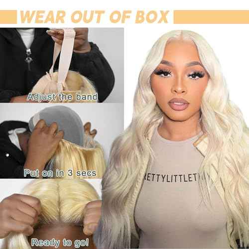 200 Density 613 Glueless Wigs Human Hair Pre Plucked Pre Cut Blonde Lace Front Wigs 4X4 Glueless Wear and Go 613 Body Wave Lace Front Wig Human Hair 613 Wig 32Inch
