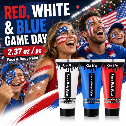 Red White Blue Face Paint 7.1 oz – Water Based 4th of July Makeup