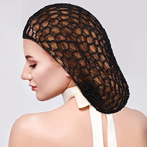 Waydress 2 Pcs Hair Nets Snood for Women Sleeping,Black, Gray