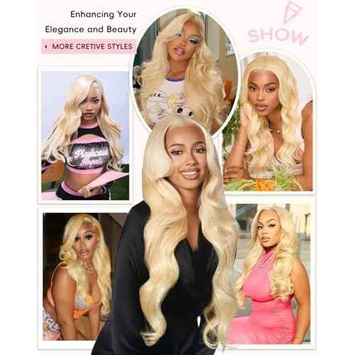 Blonde Wig Human Hair Guaranteed 100% Virgin Human Hair 200 Density 613 13x6 Lace Front Wig Human Hair Body Wave Lace Front Wigs Skinlike 613 HD Lace Frontal Wigs 34 Inch Triple Lifespan 3X