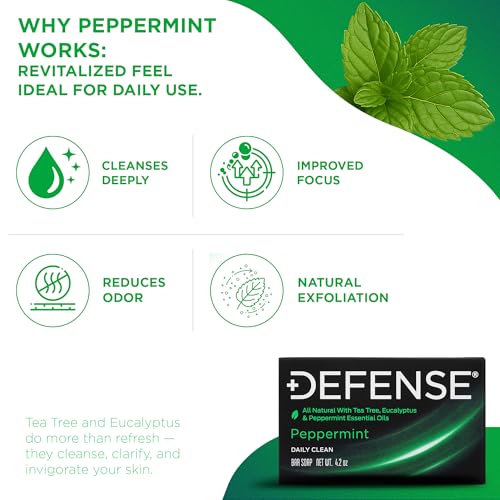 Defense Soap 5pk All Natural Peppermint Bar Soap for Men | Made by Wrestlers with Tea Tree Oil & Eucalyptus Oil to Promote Healthy Skin
