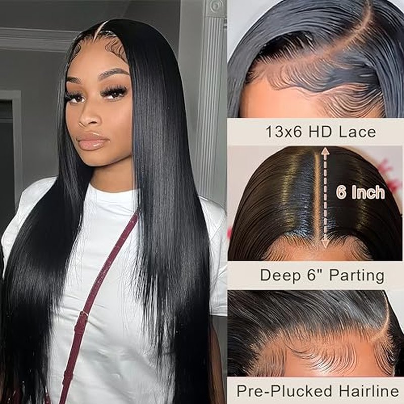 30 Inch Straight Human Hair Lace Front Wig 13x6 HD 200% Density