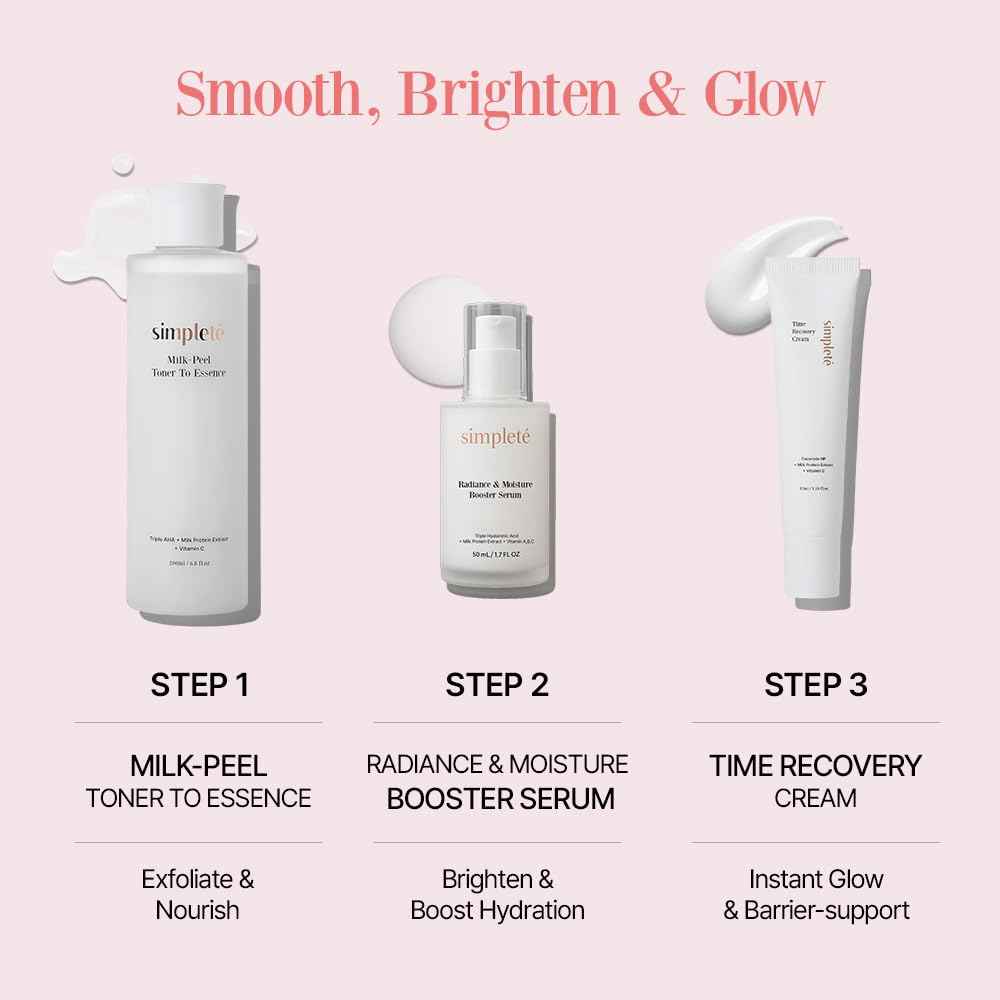 Simpleté Milkpeel Toner to Essence – Gentle Daily Exfoliating, Hydrating Toner for Smooth, Radiant Skin, Strengthens Moisture Barrier, Perfect for Sensitive Skin, Balanced, Healthy Glow, 200ml