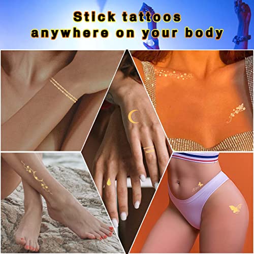 Gold Freckles Temporary Face Tattoos - Waterproof Metallic Butterfly Transfer Stickers