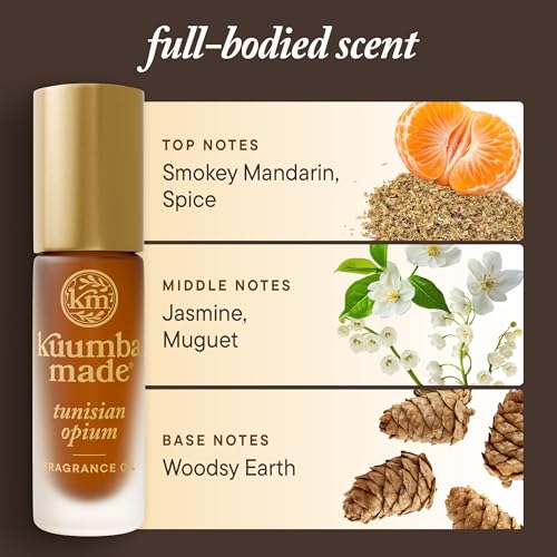 Kuumba Made Tunisian Opium Fragrance Oil, Long-Lasting Small-Batch Perfume Roller, Vegan, Alcohol-Free, 0.15 Fl Oz
