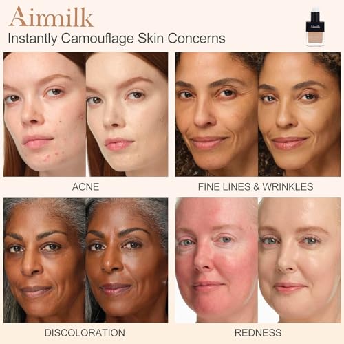 Airmilk Full Cover Foundation 30ml - Waterproof, Acne-Prone Skin