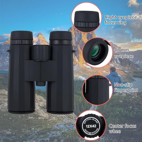 Herwicm 10x42 Binoculars, Outdoor and Bird-Watching Binoculars, Full Multilayer Coating with BaK-4 Prism, for Bird-Watching Cruise Trips Binoculars for Adults