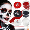 Water-Based Face Paint Set - 3 Colors with Brushes, Halloween Makeup