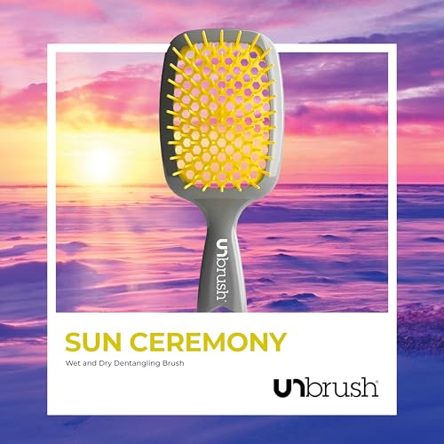 FHI Heat UNbrush Detangling Brush for Pain-Free Brushing on All Wet or Dry Hair Types — Durable DuoFlex Anti-Static Bristles, Lightweight Handle, Vented Hair Brush, Sun Ceremony