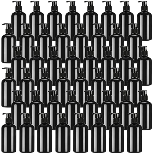 48 Pcs Empty Plastic Pump Bottles 8oz Refillable Lotion Pump Bottle Containers with Black Dispenser for Shampoo, Conditioner, Face Cream, Massage Oil, Liquid Soap