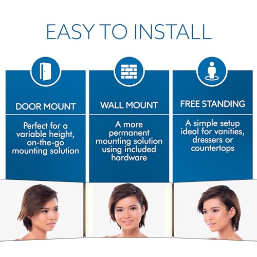 Bluelilly Co. 3-Way LED Mirror for Hair Styling & Makeup - Black