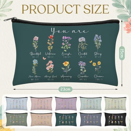 Jetec 30 Pcs Christian Gift for Women Bulk Religious Cosmetic Bags Christmas Inspirational Bible Verse Pencil Pouch Makeup Bags with Zipper for Travel Women Mother Church Favors(You Are,Morandi Style)
