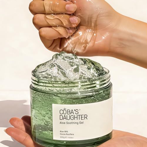 COBA'S DAUGHTER 99% Pure Aloe for Sunburn Relief & After Sun Recovery | Coconut Scented Aloe Vera Gel | Organic Aloe Vera Gel for Face & Body - Hair Hydration & Cooling Lotion (10.6 Oz)
