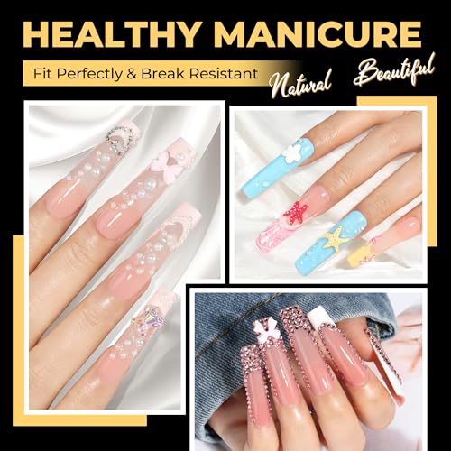 UNA GELLA Full XXL Square No C Curve Gel Nail Tips - Extra Long Square Tips
