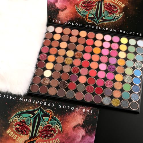 108 Color Eyeshadow Palette - Matte, Shimmer & Metallic