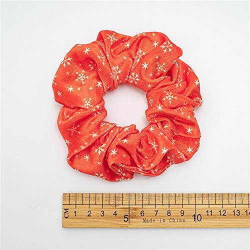 6 Pcs Halloween Christmas Red Scrunchies for Hair Velvet Hair Ties for Woman Girls, Snowflake Elastic Hair Ties Ponytail Holder for Thanksgiving Gift