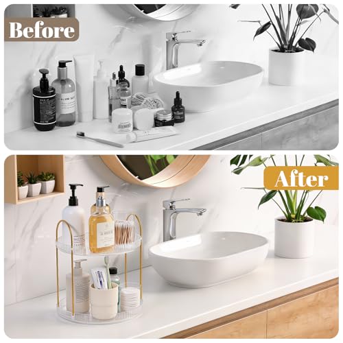 360° Rotating Makeup Organizer Tray - 2 Tier, 9.85" Lazy Susan