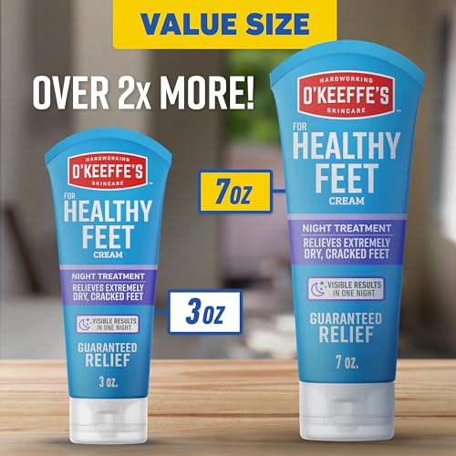 O'Keeffe's Healthy Feet Night Treatment Foot Cream for Dry Cracked Feet, 7 oz