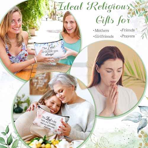 Talltalk 8 Pcs Christian Makeup Bag Bulk for Women Bible Verse Pencil Pouch Inspirational Religious Cosmetic Bag with Zipper Christian Gifts for Women Travel Christmas Birthday Party(Colorful Pattern)