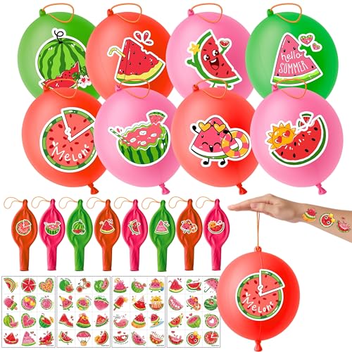 72-Piece Watermelon Party Favors Set | 24 Punch Balloons & 48 Tattoos