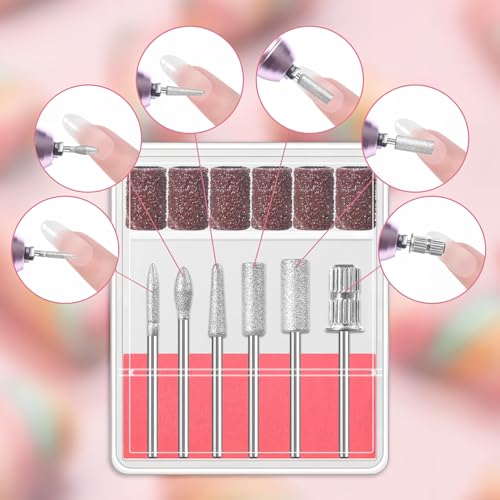 6 Pcs Nail Drill Bits Set - Professional 3/32" Manicure & Pedicure Tools