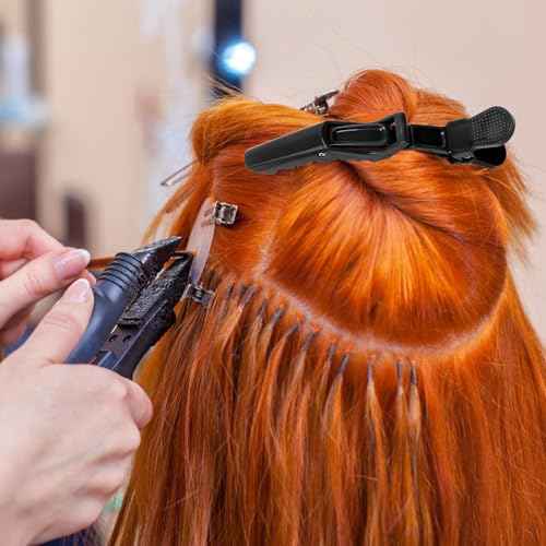 17 Pieces Hair Parting Tools Set Heart, Included 8P Hair Parting Ring 2P Metal Rat Tail Comb 6P Hair Sectioning Clip with 1P Magnetic Wrist Sewing Pin Holder for Braiding (Black)