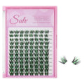 Black & Green 3D Cluster Lashes - 10mm Fluffy Extensions