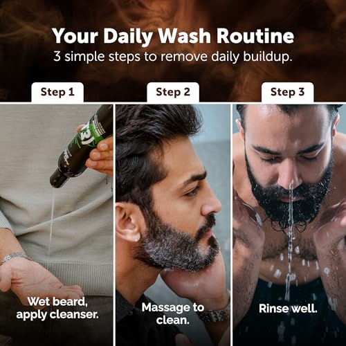 Detroit Grooming Co. Beard Wash - Men's Deeply Cleansing Shampoo for Beards and Mustaches - Aloe Vera and Essential Oils for Refreshing - Cedarwood & Amber Scent - Black Edition - 8oz