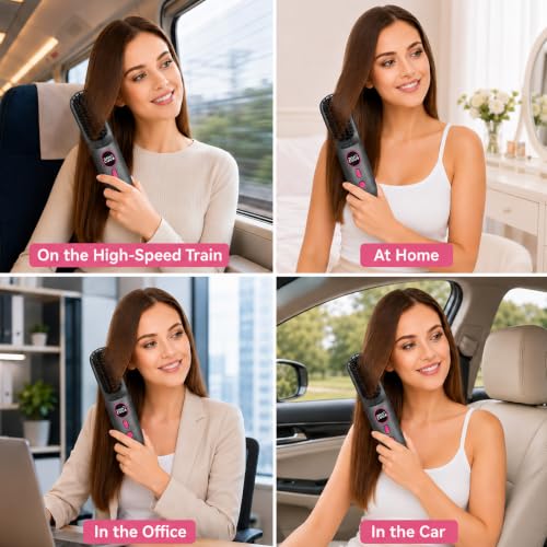 Go Brush Pro Cordless Hair Straightener - 4 Temps, LED Display, 9000mAh