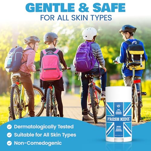 Fresh Kidz Deodorant Stick for Kids and Teens - Baking Soda and Aluminum-free 24 Hour Protection for Sensitive Skin - Boys "Blue", 2.65 oz / 75 g