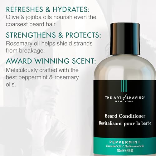The Art of Shaving Beard Conditioner - Beard Softener to Nourish & Soften Beard Hair, Leaves Clean & Shiny Finish, Peppermint, 4 Fl Oz