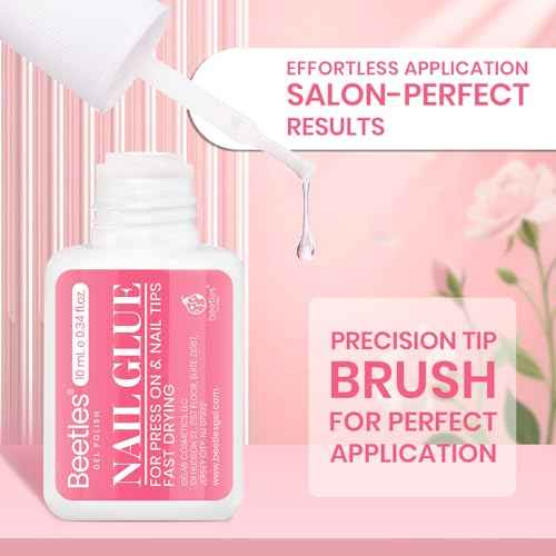 Beetles 10ML Super Strong Nail Glue for Press Ons, Nail Tips, Acrylic Nails No Uv Light Needed Nail Bond Brush in Nail Glue for Press On Nails Fake Nails Long Lasting for Beginners DIY Home