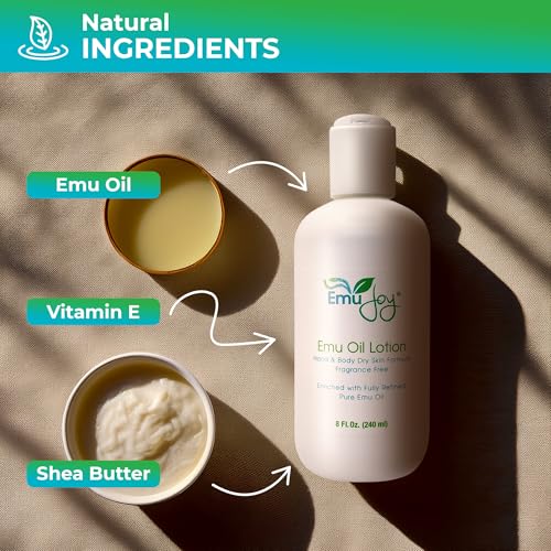 Emu Oil Infused Hand Lotion ? Deep Moisturizing Cream for Dry & Cracked Hands Skin Relief ? Perfect for Women, Men, and Travel | Natural Lotion with Shea Butter and Natural Oils - 8 oz