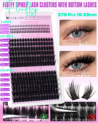 Fluffy Lash Clusters with Bottom Lashes – Volume D Curl 10-20mm