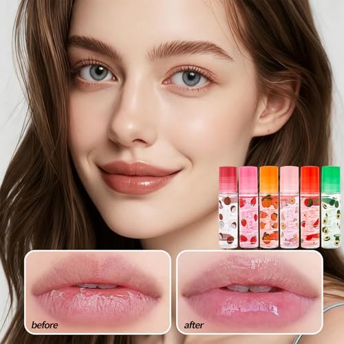 ADMD Tinted Lip Oil Roller - 6 Pack Hydrating Gloss