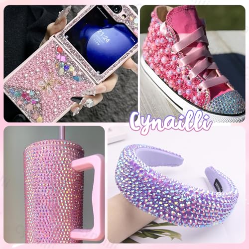 Pink, White & Purple Resin Rhinestones & Pearls Crafting Kit with Tweezers