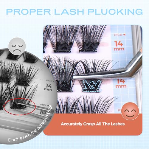POPUP Self Adhesive Eyelashes 144Pcs D Curl Self Adhesive Lash Clusters Press on Lashes No Glue and Remover Needed Reusable Wispy Pre Glued Eyelashes with Tweezers for Beginners (ZN56)
