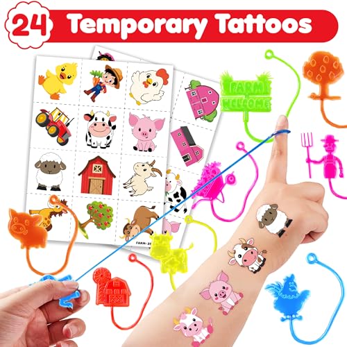 48Pcs Farm Party Favors - Stick Hands & Temporary Tattoos