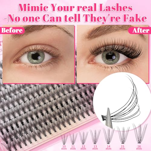 Natural Wispy Lash Clusters 720Pcs DIY Extension Kit with Tools