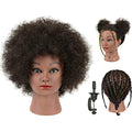 FUTAI Kinky Curly Mannequin Head 100% Human Hair with Stand