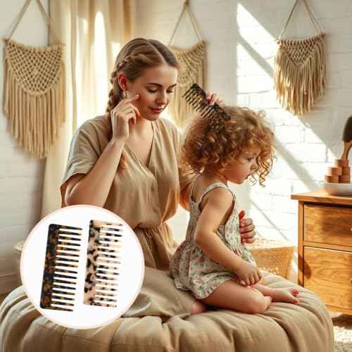 Large Hair Detangling Comb - Wide Tooth Comb Cellulose Detangler Combs for Women Thick Curly Wavy Wet Dry Hair 2 Pack (Tortoise Shell, Ivory)