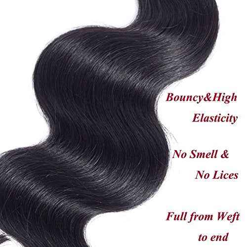 Amella Hair 8A Brazilian Virgin Body Wave Hair 3 Bundles 285g 14" 16" 18" Natural Black Color 100% Unprocessed Brazilian Virgin Human Hair Extensions Body Wave Hair