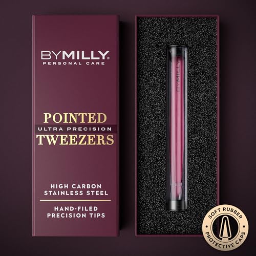 By MILLY Pointed Tweezers - High Carbon Stainless Steel Precision Hair Removal